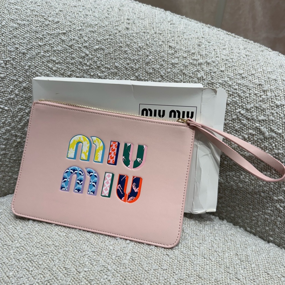 Miu Miu Pink Clutch with Multicolor Logo